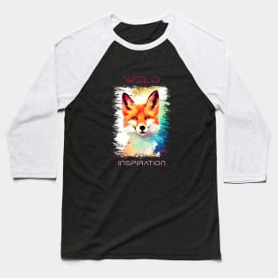 Red Fox Wild Nature Animal Colors Art Painting Baseball T-Shirt